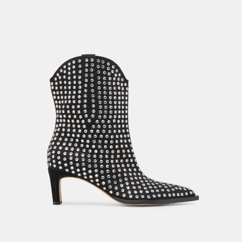 ANZEL CRYSTAL STUD BOOTIES BLACK CRYSTAL sold by Dolce Vita