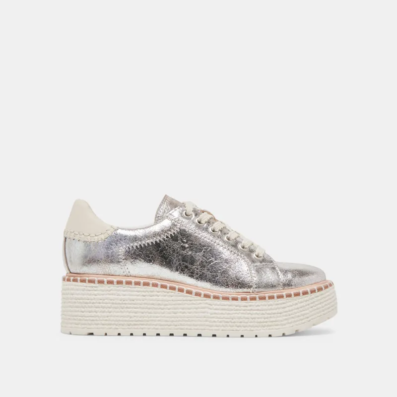 TWAIN SNEAKERS SILVER CRACKLED LEATHER sold by Dolce Vita
