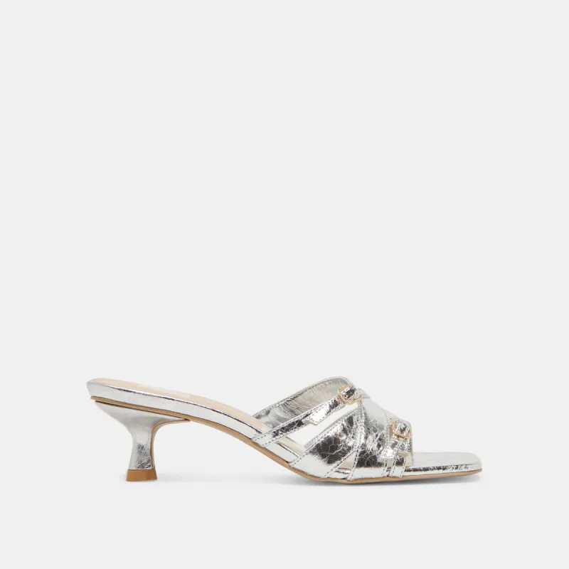 BRYANT HEELS SILVER DISTRESSED LEATHER sold by Dolce Vita