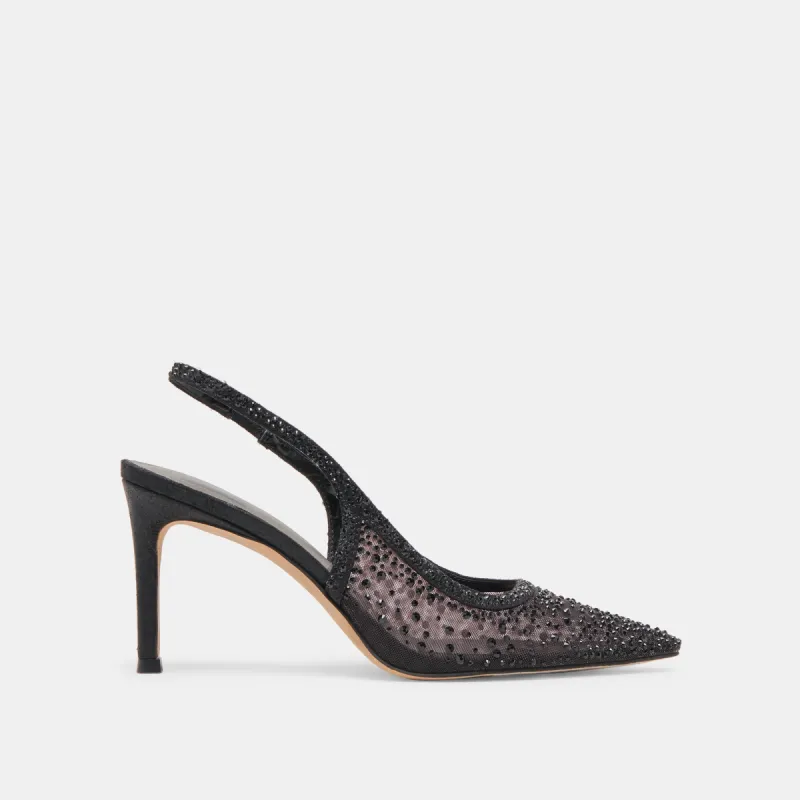 KAYE CRYSTAL HEELS BLACK MESH sold by Dolce Vita