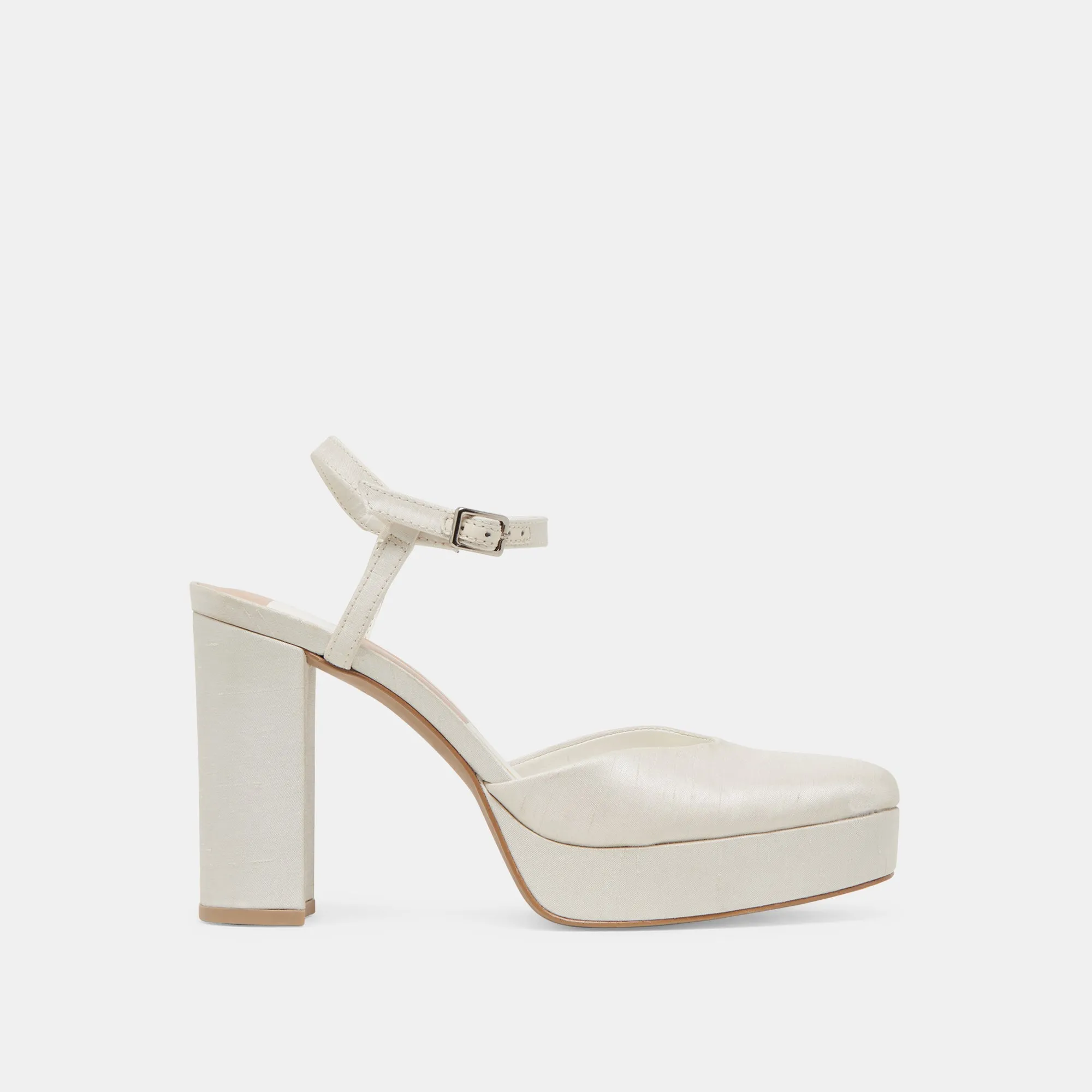 CLAUD HEELS WHITE SATIN sold by Dolce Vita