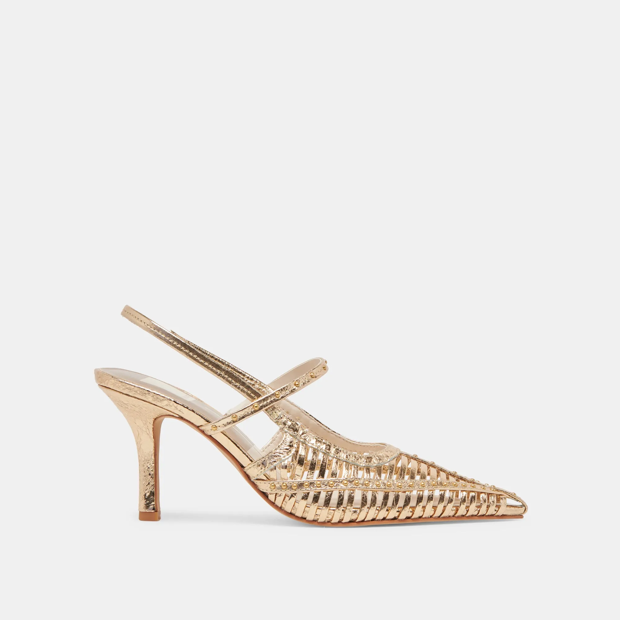 HENSAL HEELS GOLD DISTRESSED LEATHER sold by Dolce Vita