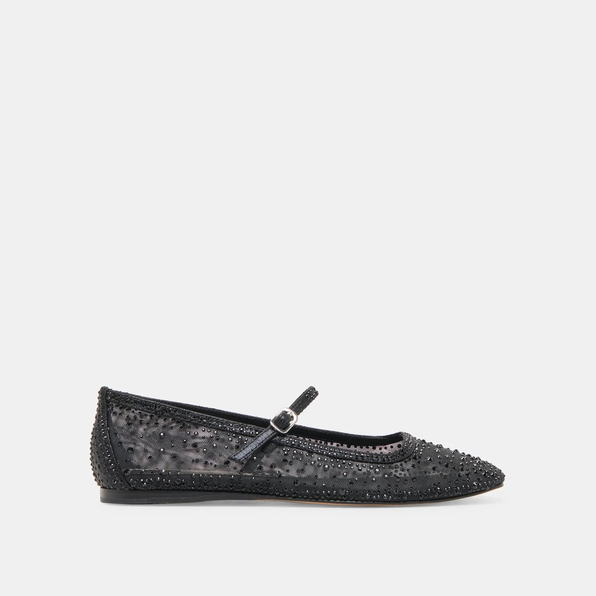REYES CRYSTAL BALLET FLATS BLACK MESH sold by Dolce Vita