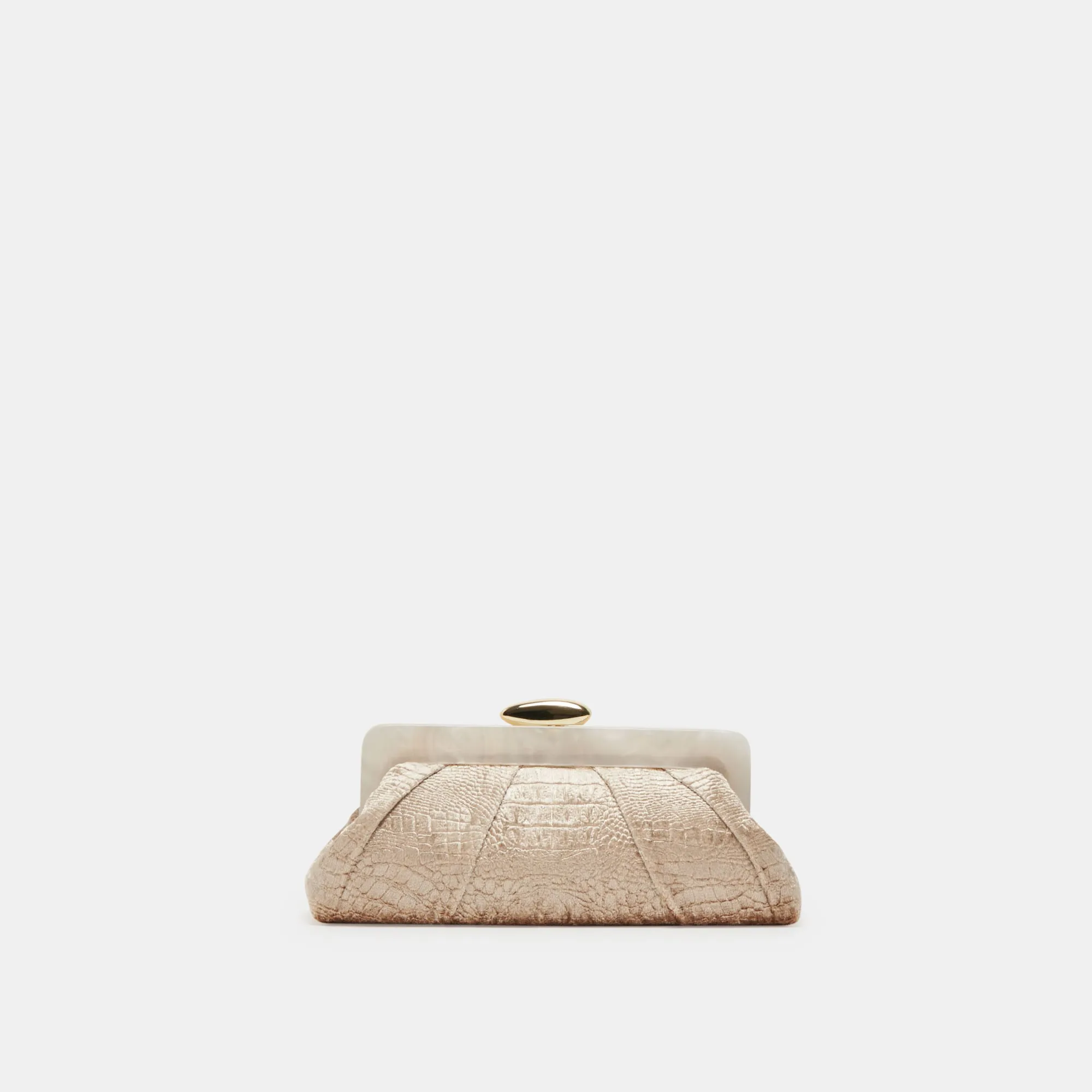 DANNY CLUTCH TAUPE VELVET sold by Dolce Vita