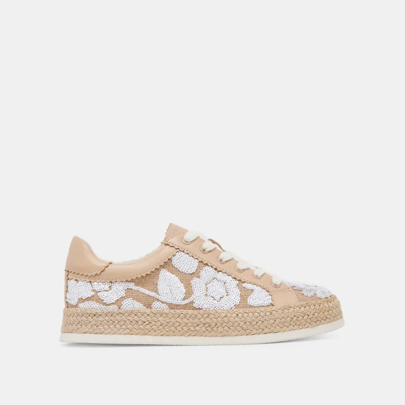 AZALIA SNEAKERS NATURAL MULTI FLORAL SEQUIN sold by Dolce Vita