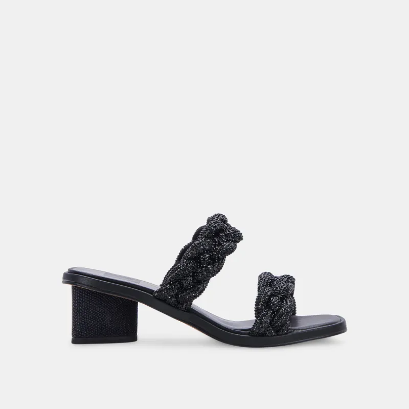 RONIN RHINESTONE SANDALS BLACK RHINESTONE - re:vita sold by Dolce Vita