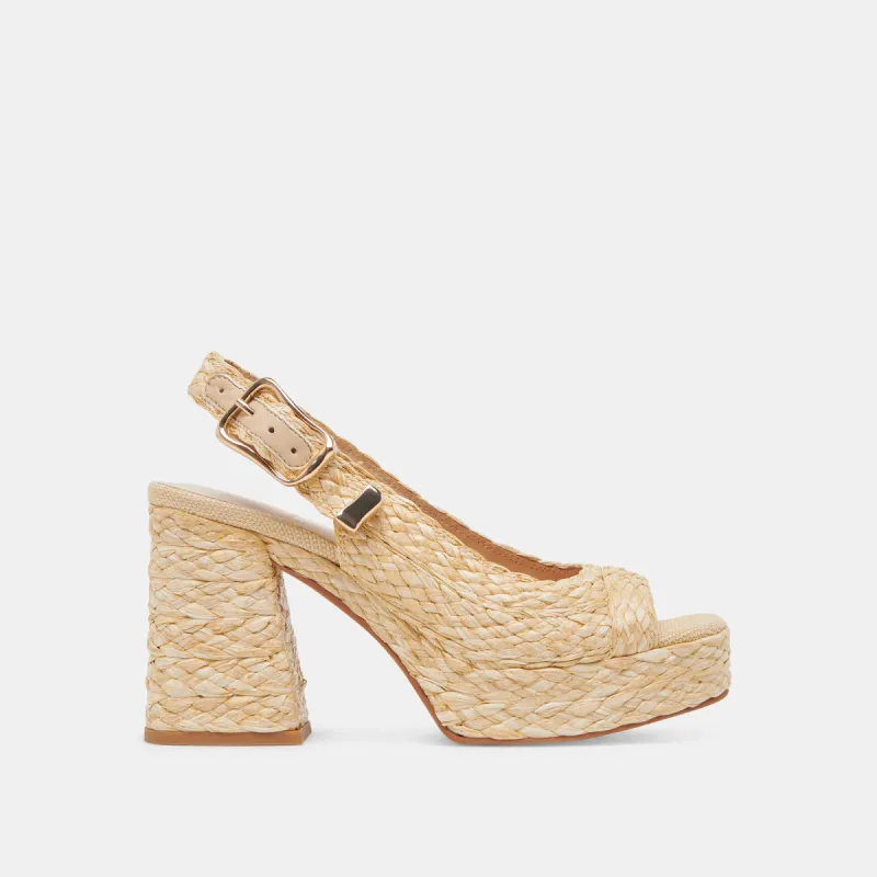 FLORES HEELS NATURAL RAFFIA sold by Dolce Vita