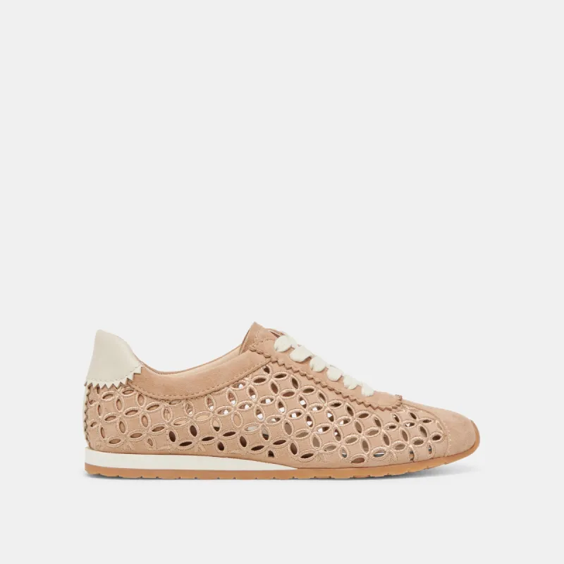 DANIE EYELET PERF SNEAKERS CAMEL SUEDE sold by Dolce Vita