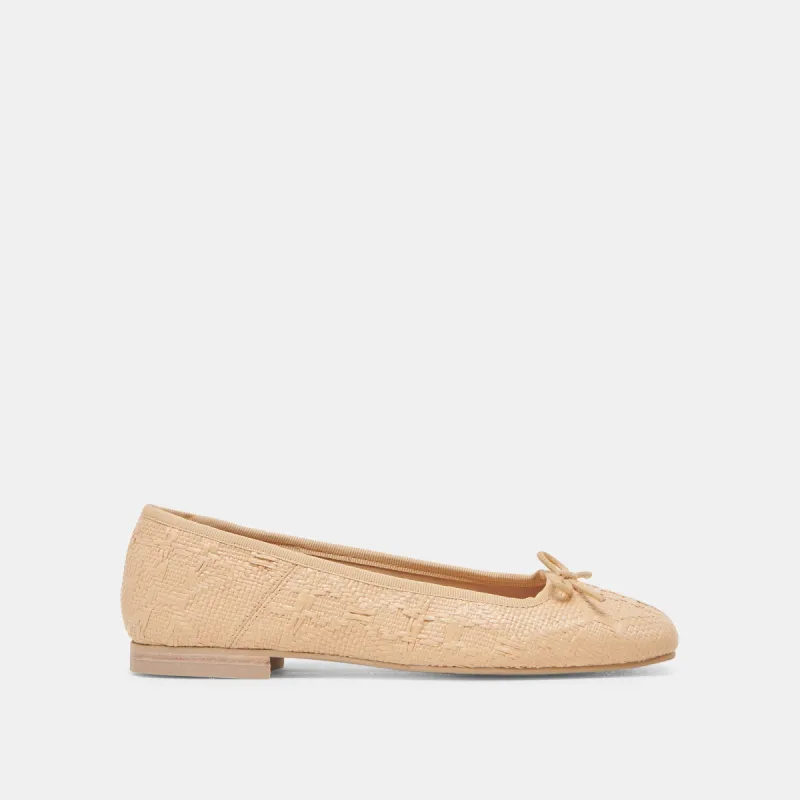 ANISA BALLET FLATS LT NATURAL WOVEN RAFFIA sold by Dolce Vita