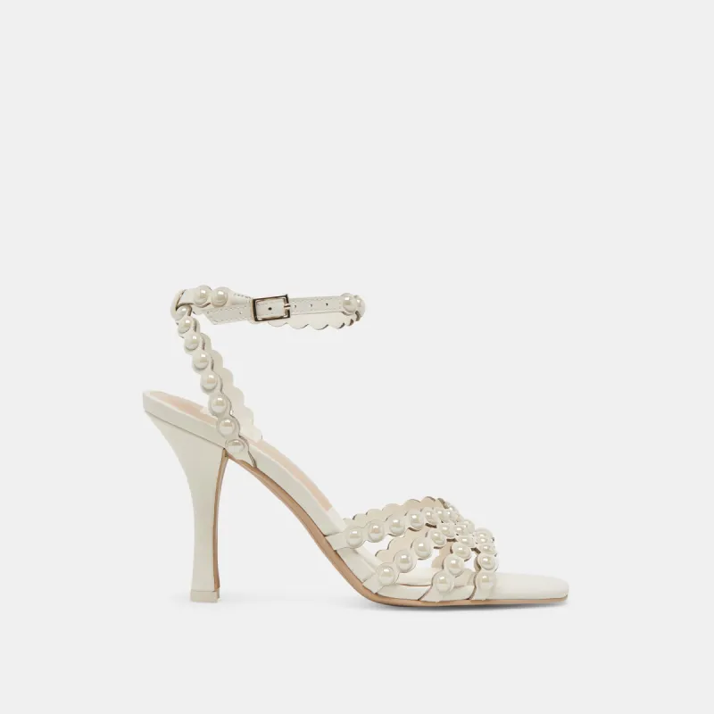 HELLEN PEARL HEELS WHITE LEATHER sold by Dolce Vita
