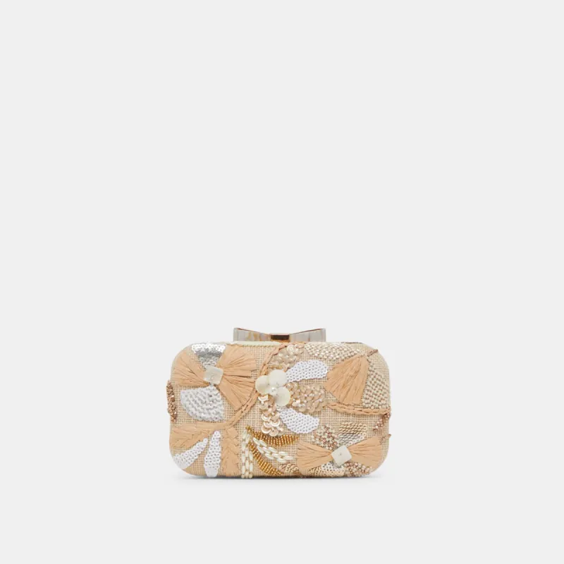 DAISY CLUTCH NATURAL MULTI BEADED sold by Dolce Vita