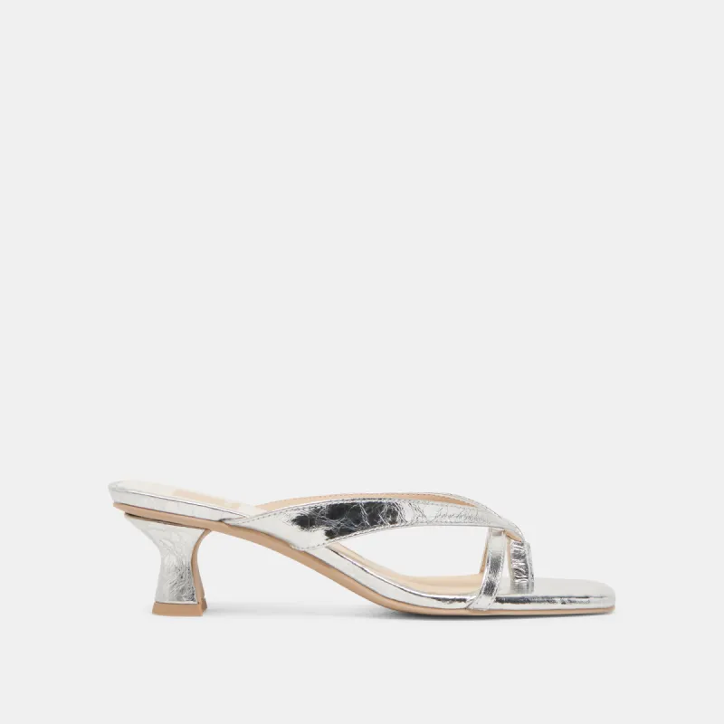 BREVEL HEELS SILVER DISTRESSED LEATHER sold by Dolce Vita