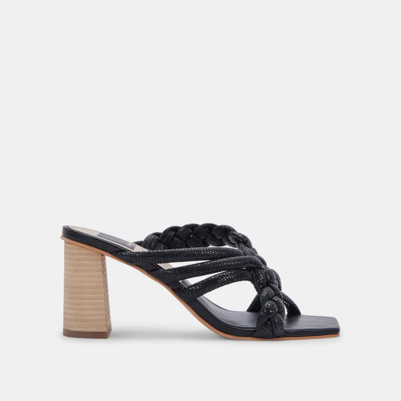 PIPIN HEELS BLACK EMBOSSED LEATHER - re:vita sold by Dolce Vita