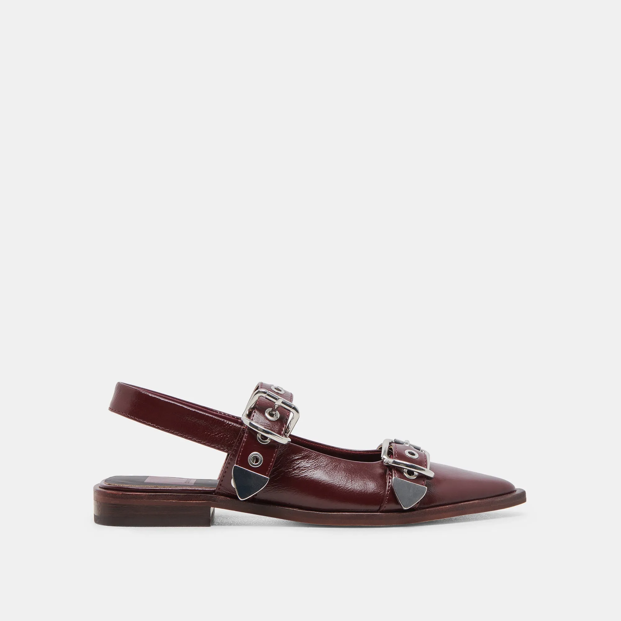 LABELL FLATS BURGUNDY CRINKLE PATENT - re:vita sold by Dolce Vita