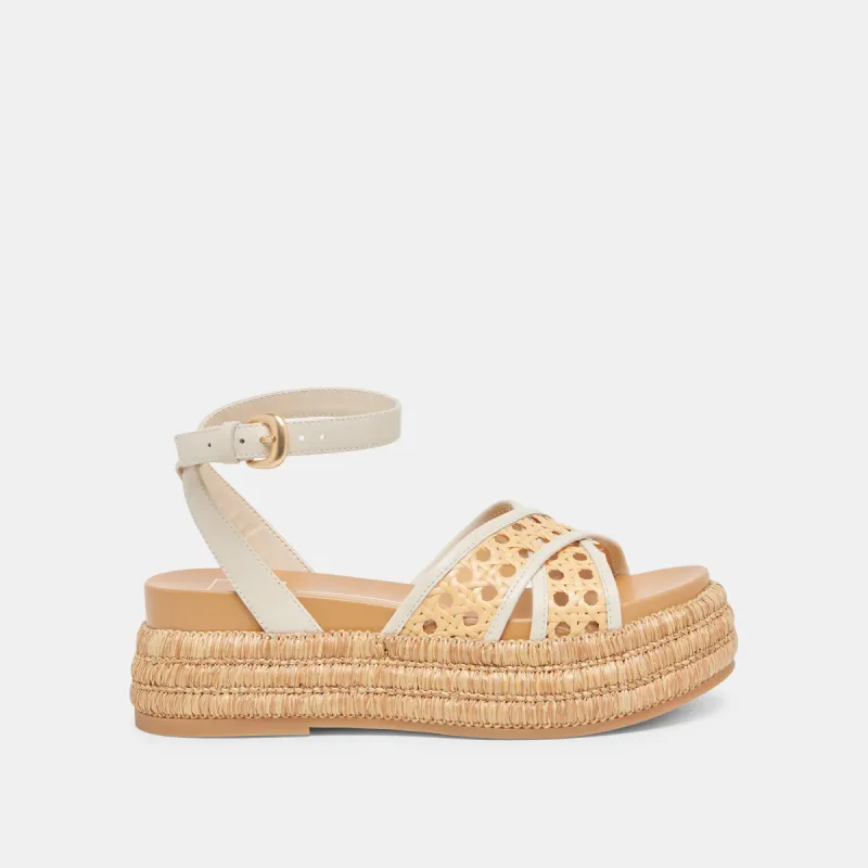 WRILEY SANDALS CREME WOVEN RAFFIA sold by Dolce Vita