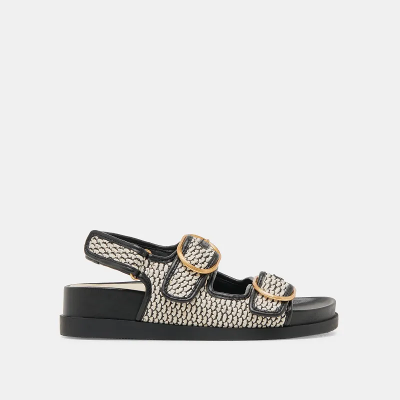 STARLA SANDALS BLACK NATURAL RAFFIA sold by Dolce Vita