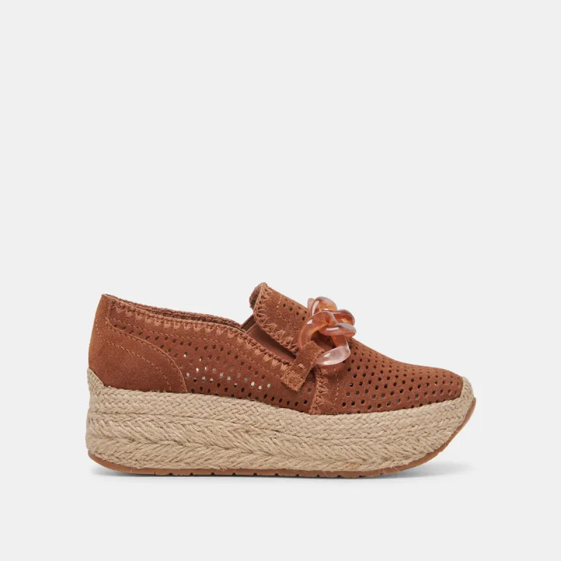 JHENEE ESPADRILLE SNEAKERS PECAN PERFORATED SUEDE - re:vita sold by Dolce Vita