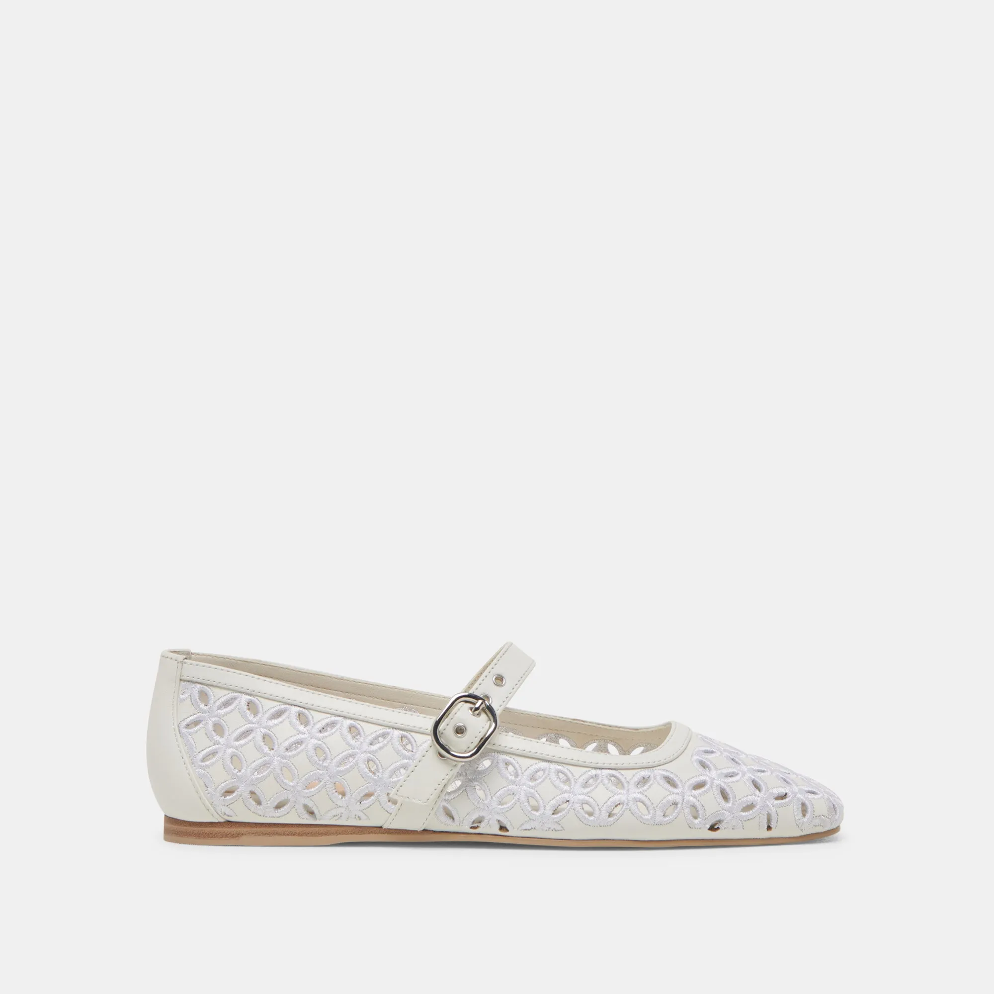 RODNI EYELET PERF BALLET FLATS TRUE WHITE LEATHER sold by Dolce Vita