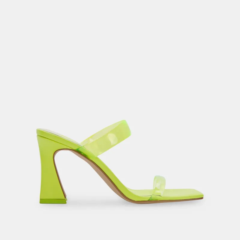 NOVAH HEELS NEON LIME VINYL sold by Dolce Vita