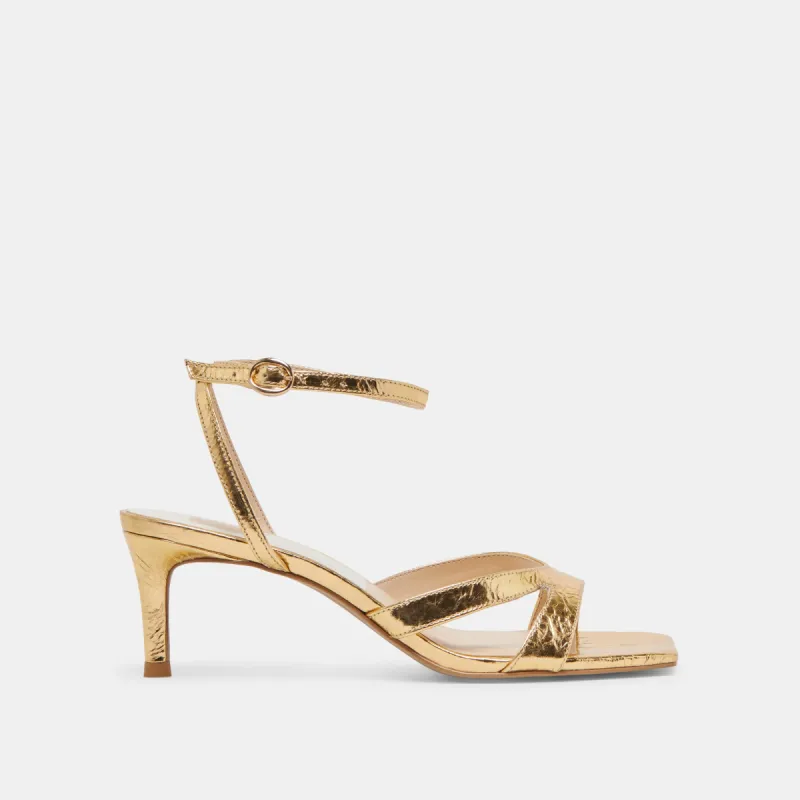 BECKI HEELS GOLD DISTRESSED LEATHER sold by Dolce Vita