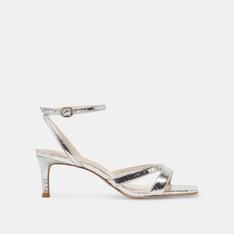 BECKI HEELS SILVER DISTRESSED LEATHER sold by Dolce Vita