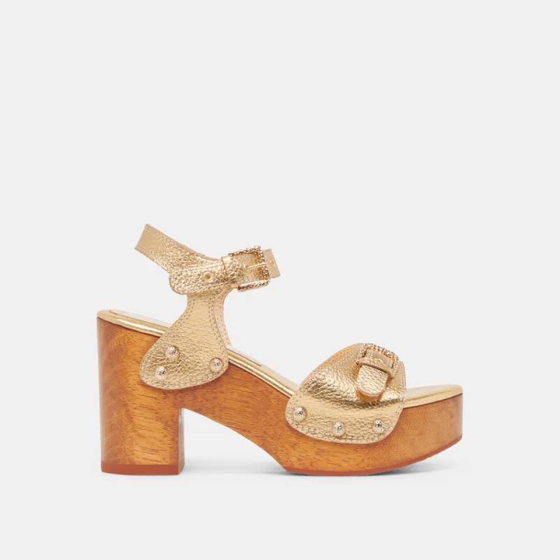 YANDY HEELS GOLD LEATHER sold by Dolce Vita