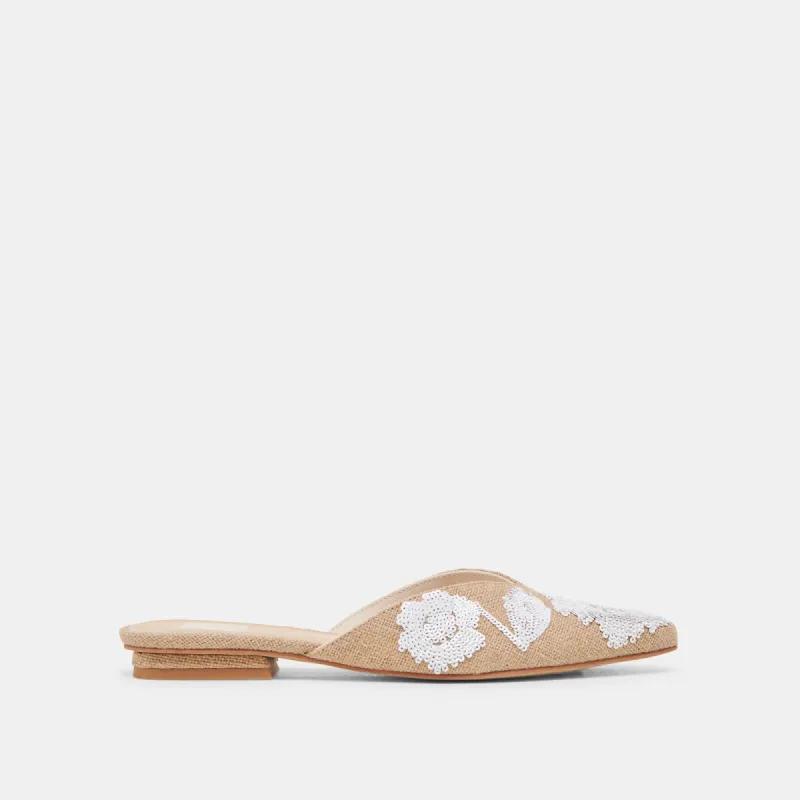 ELM FLATS NATURAL MULTI FLORAL SEQUIN sold by Dolce Vita