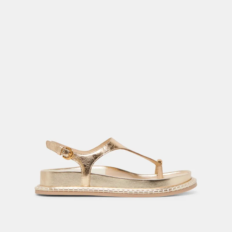 STEFAN SANDALS GOLD DISTRESSED LEATHER sold by Dolce Vita