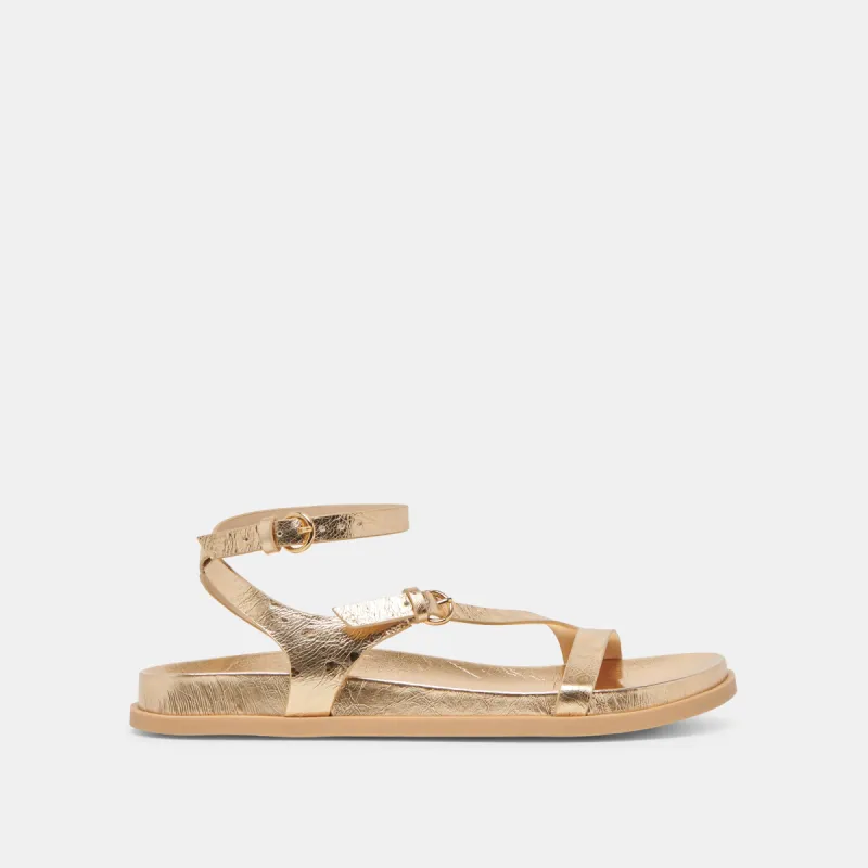 DARLIS SANDALS GOLD DISTRESSED LEATHER sold by Dolce Vita