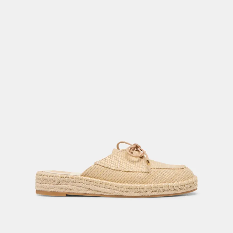 HATIE FLATS NATURAL RAFFIA sold by Dolce Vita