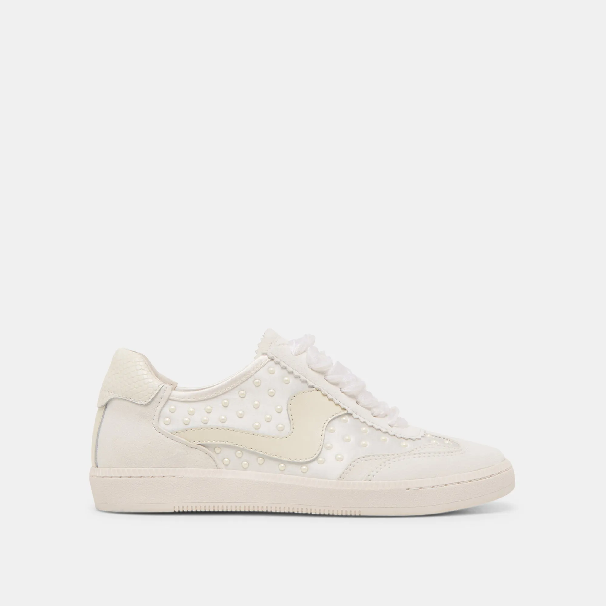 NOTICE PEARL SNEAKERS OFF WHITE SATIN sold by Dolce Vita