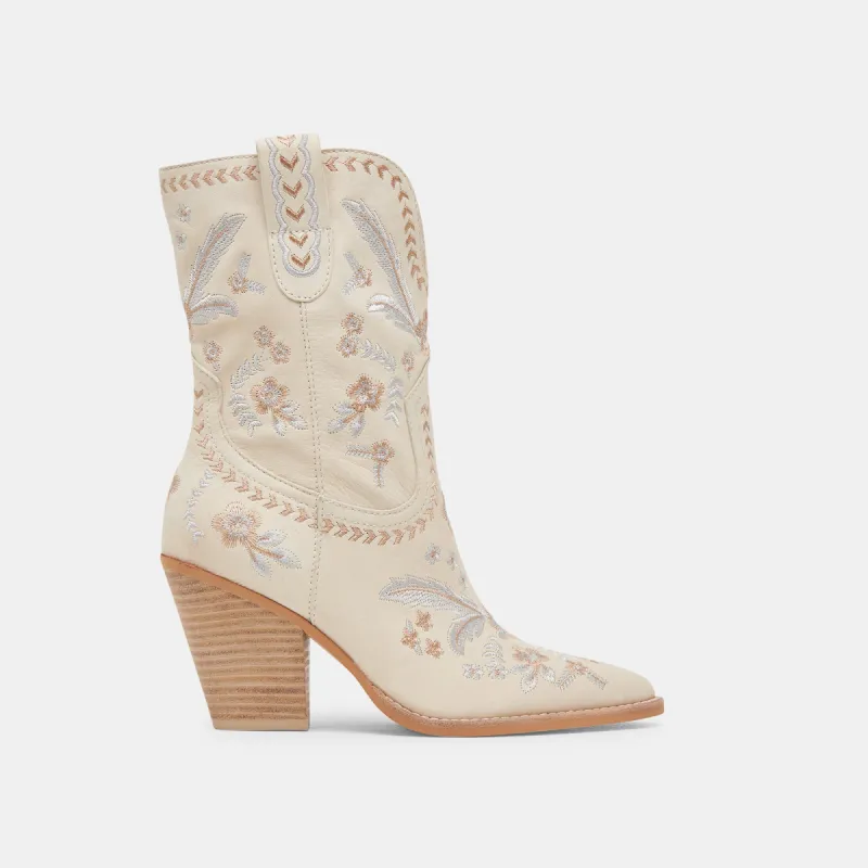 JESSEY FLORAL BOOTS CREME NUBUCK sold by Dolce Vita