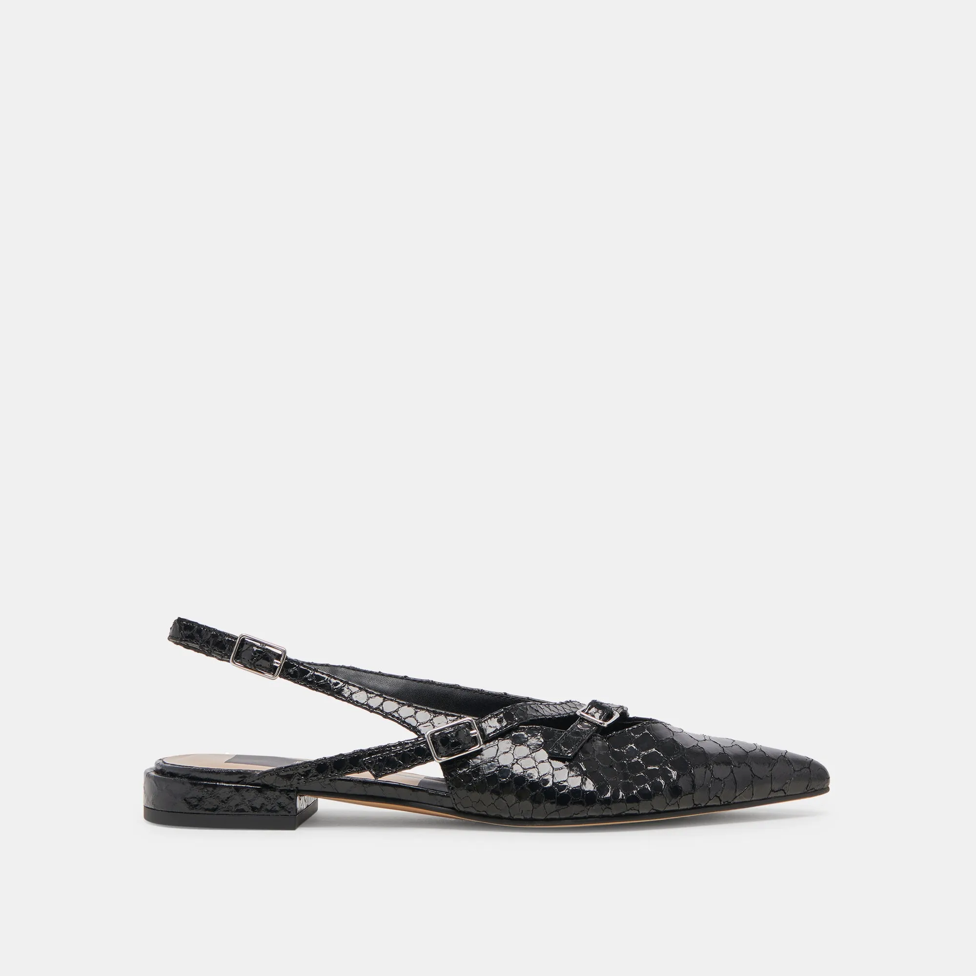 PAMLA FLATS MIDNIGHT SNAKE EMBOSSED sold by Dolce Vita
