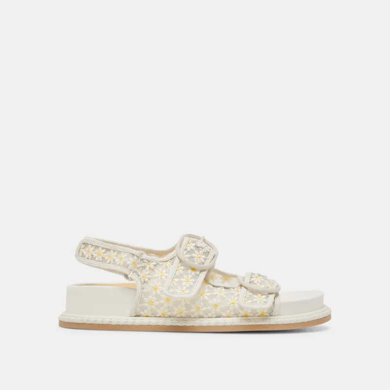 STUART FLORAL SANDALS WHITE YELLOW FLORAL MESH sold by Dolce Vita