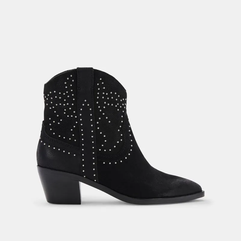 SOLOW STUD BOOTIES BLACK NUBUCK - re:vita sold by Dolce Vita