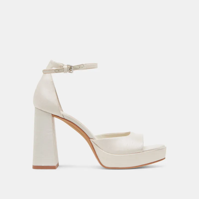 PANDRO WIDE HEELS WHITE SATIN sold by Dolce Vita