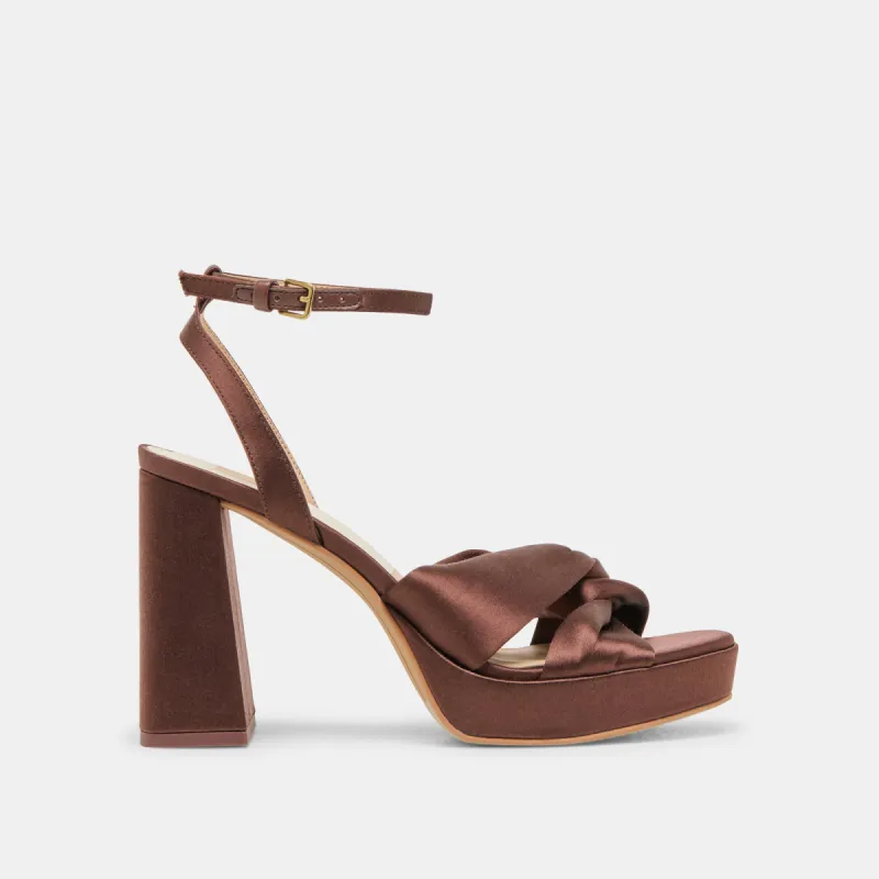 PARLO HEELS MID BROWN SATIN sold by Dolce Vita