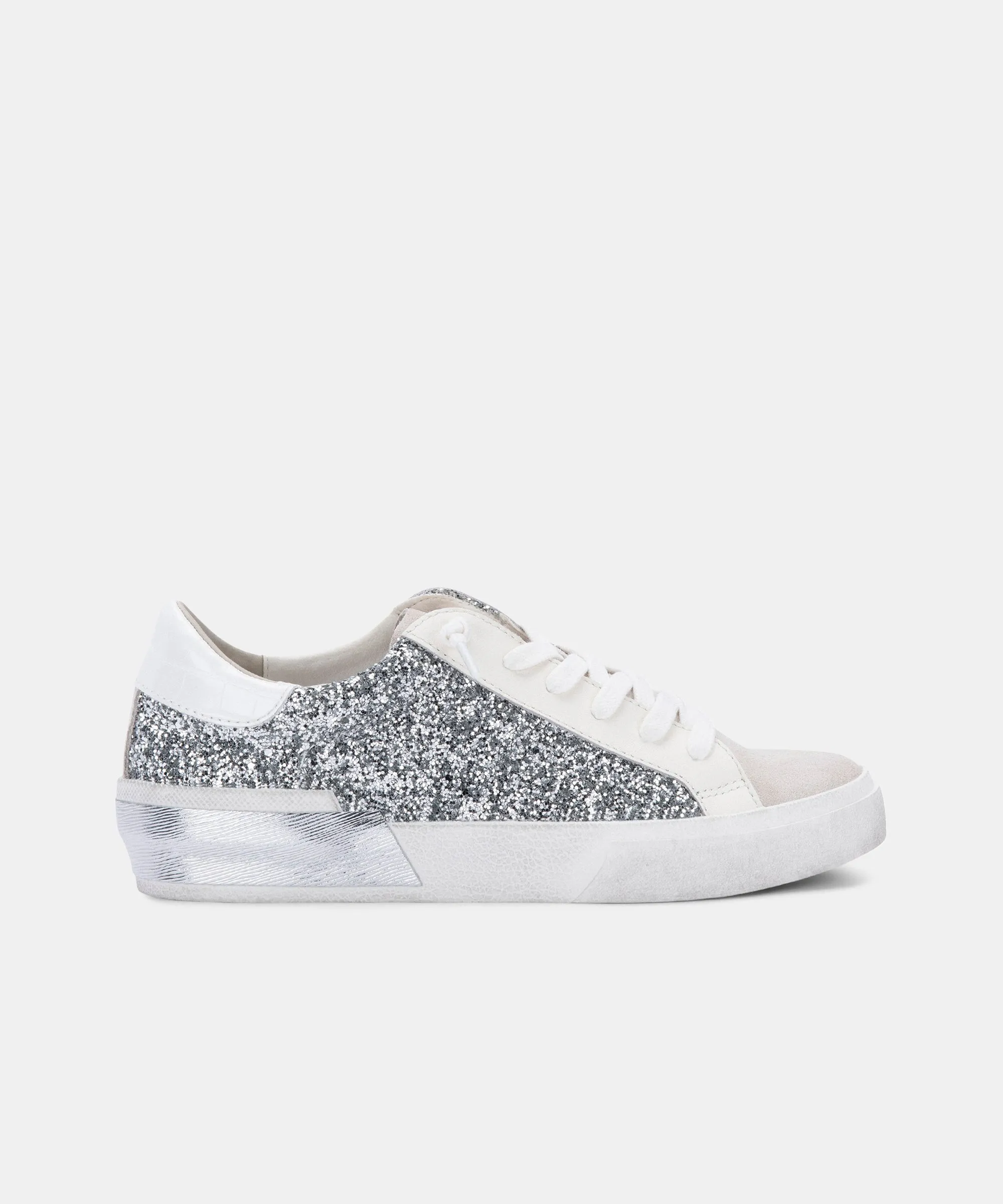 ZINA SNEAKERS SILVER GLITTER sold by Dolce Vita