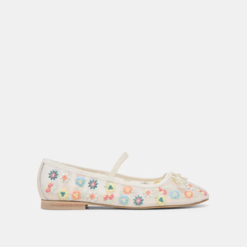 CADEL FLORAL BALLET FLATS IVORY FLORAL MESH sold by Dolce Vita