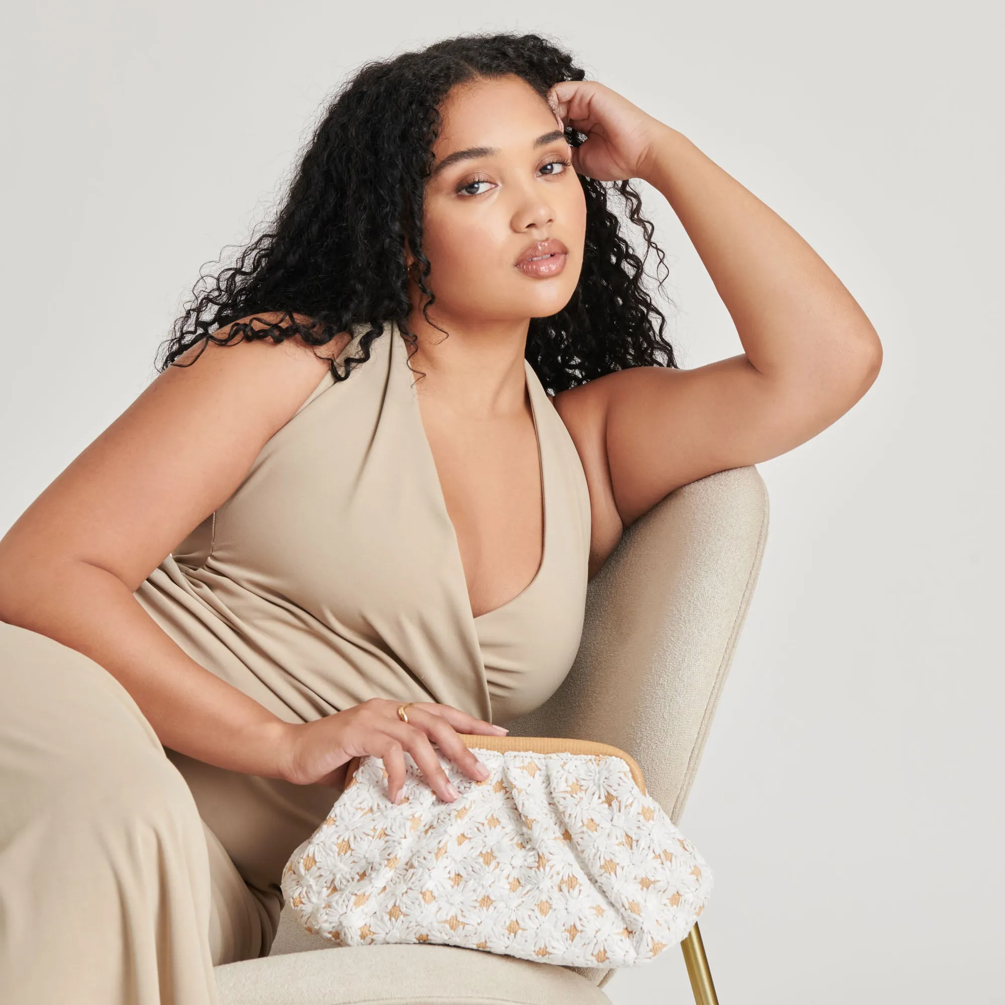 FIORE CLUTCH EMBROIDERED NATURAL RAFFIA sold by Dolce Vita product image thumbnail 3