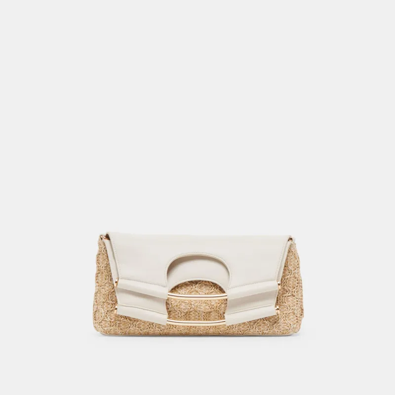 BIANCA CLUTCH IVORY NATURAL RAFFIA sold by Dolce Vita