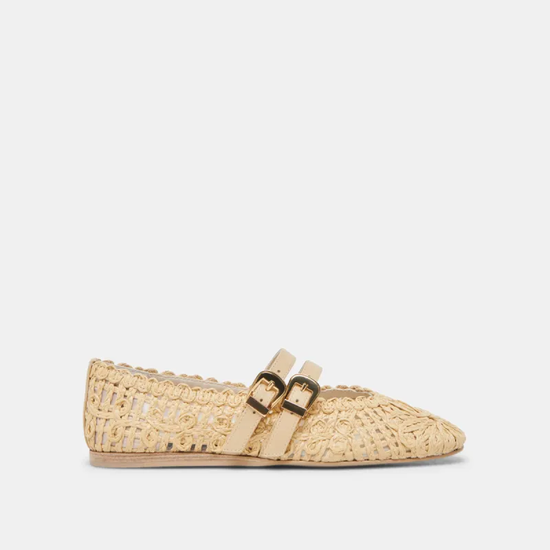 BAYLEE SUNFLOWER WIDE BALLET FLATS LT NATURAL MACRAME sold by Dolce Vita