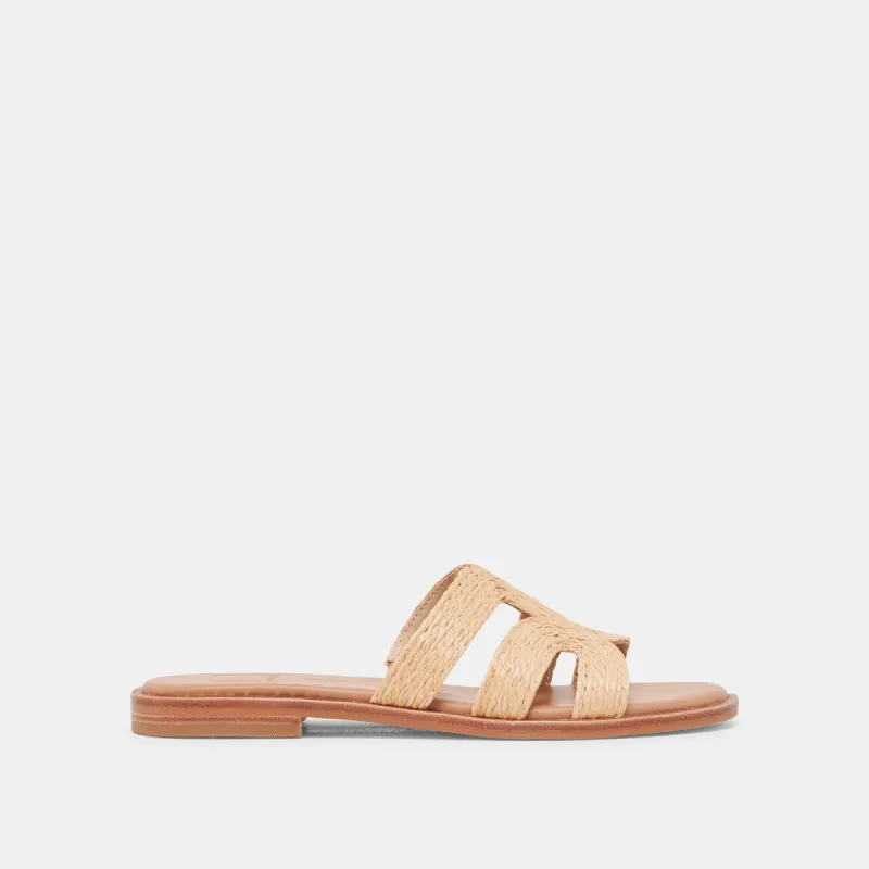 EMON WIDE SANDALS LT NATURAL RAFFIA sold by Dolce Vita