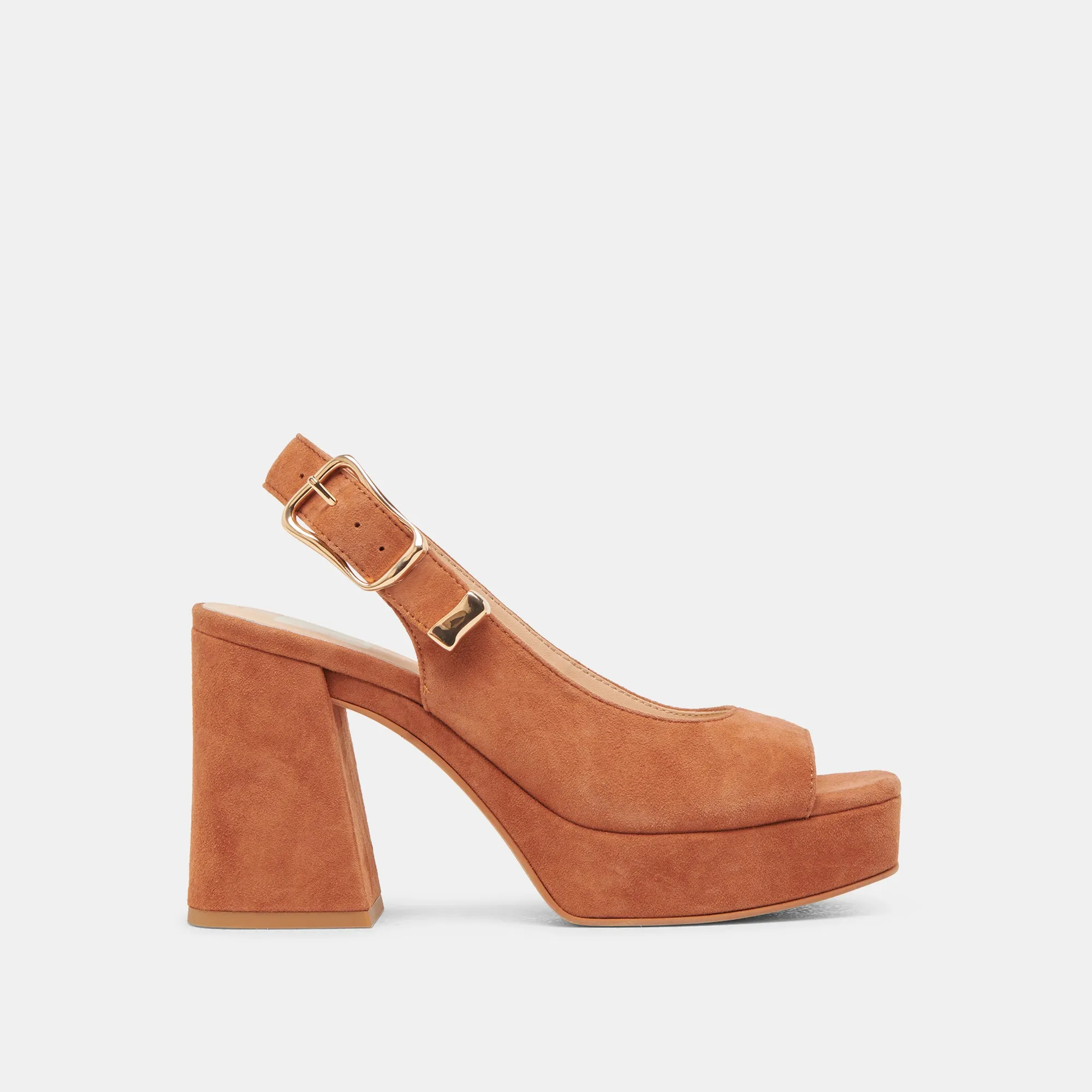 FLORES HEELS CARAMEL SUEDE sold by Dolce Vita