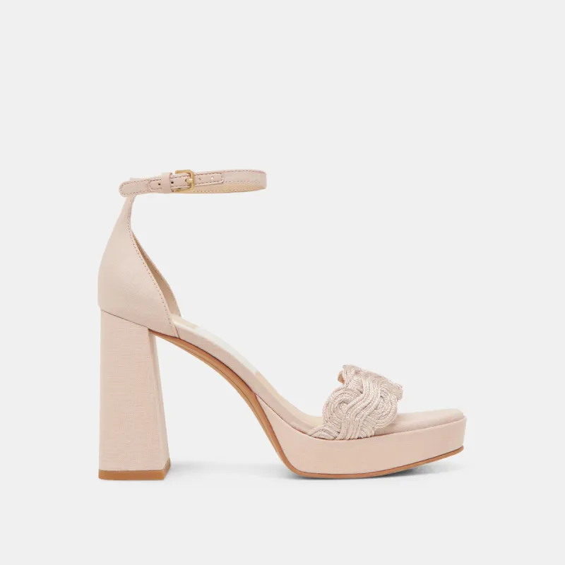 PELTIN HEELS LIGHT PINK WOVEN RAFFIA sold by Dolce Vita