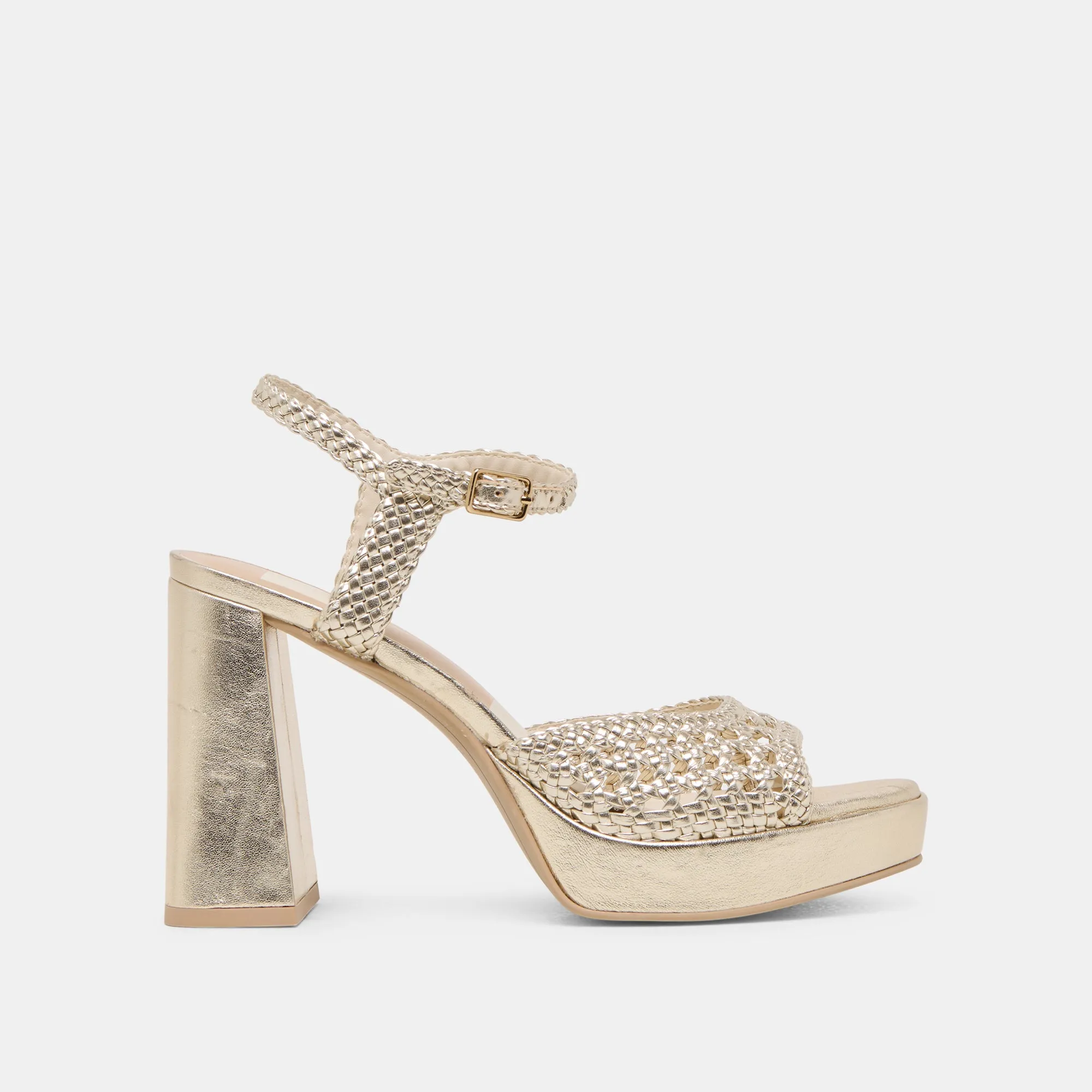 PEYTEN HEELS LIGHT GOLD WOVEN STELLA sold by Dolce Vita
