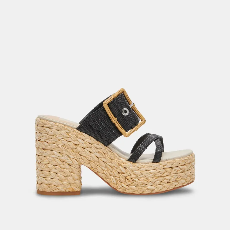 EDWINA HEELS ONYX RAFFIA - re:vita sold by Dolce Vita