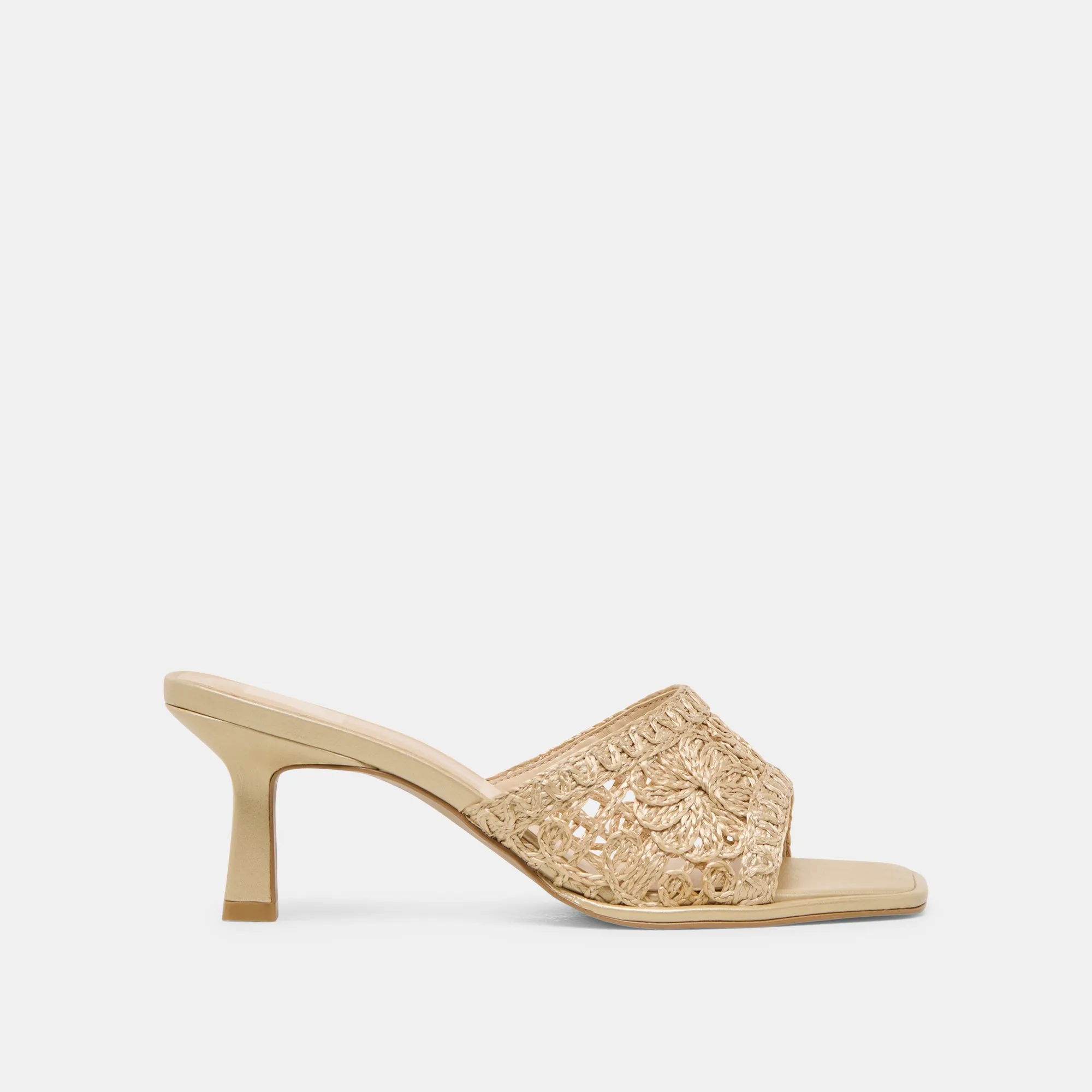 MAYLAH HEELS LIGHT GOLD MACRAME sold by Dolce Vita