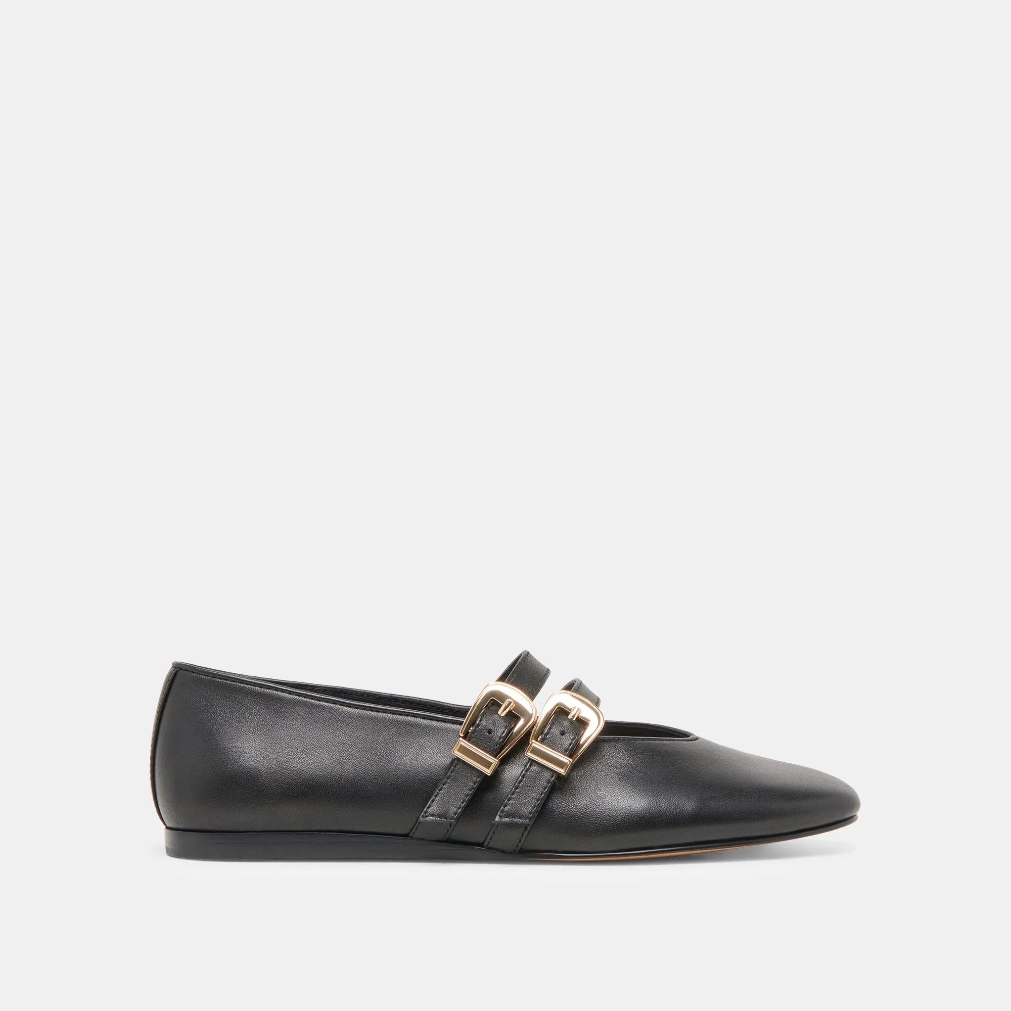 BAYLEE WIDE BALLET FLATS BLACK LEATHER sold by Dolce Vita