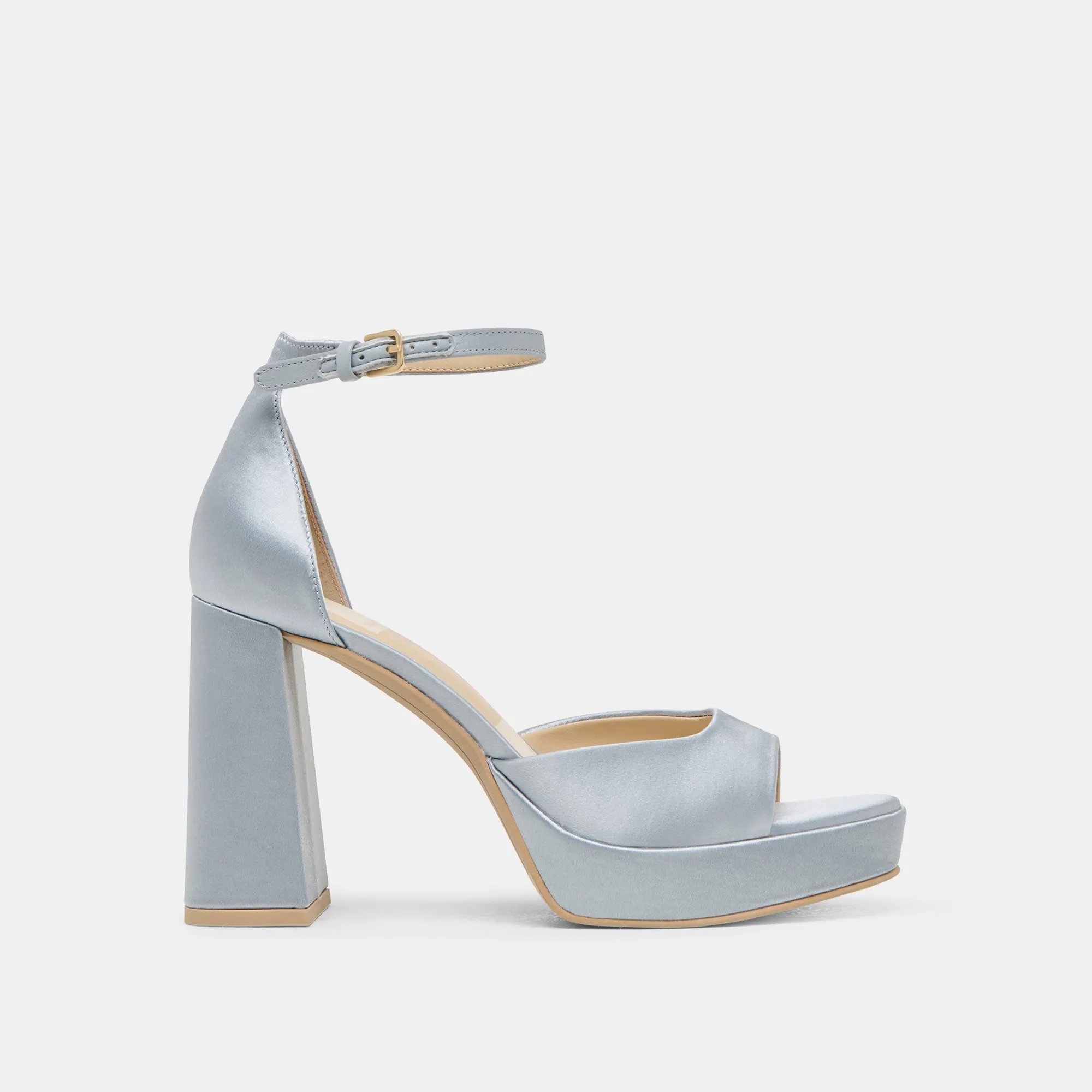 PANDRO HEELS LIGHT BLUE SATIN sold by Dolce Vita